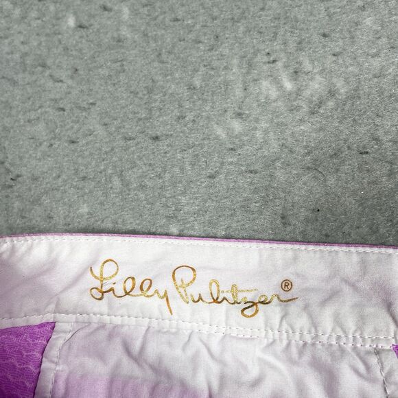 Lilly Pulitzer Shorts Buttercup Knit Womens 6 Purple Stretched Pockets Scalloped - Picture 10 of 14
